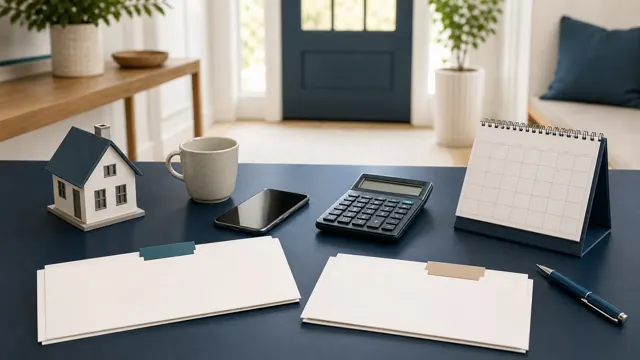 House model, calendar, phone and two separate insurance notice folders on a planning desk