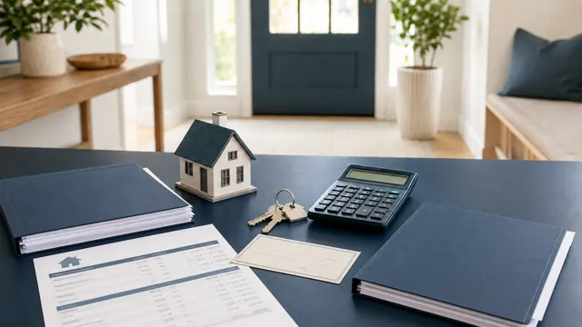 Mortgage documents, calculator, house model and principal-payment planning materials